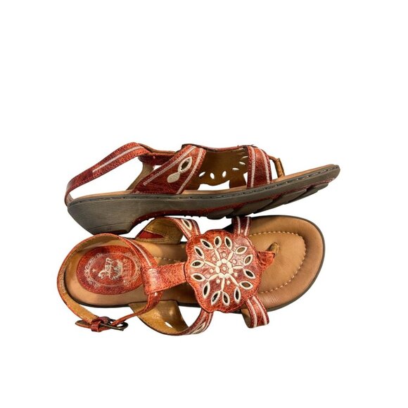 Ariat Mohave Distressed Leather Cutout Embroidered Thong Sandals 7 B - Picture 3 of 5